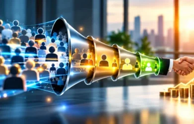 Lead qualification funnel showing prospects progressing toward qualified leads and revenue