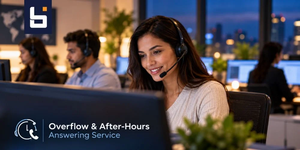 Business professional reviewing answering service pricing models and after-hours call center costs.